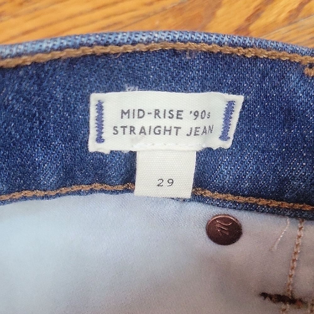 Madewell Mid Rise 90s Straight Leg Blue Denim Jeans Size 29 New without Tags - Picture 3 of 11